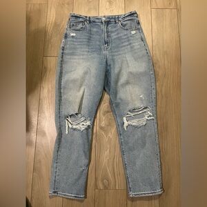 American Eagle Outfitters High Rise Light Blue Distressed Jeans